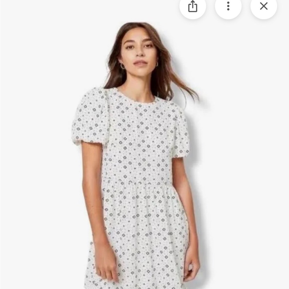 LOFT White Mini Babydoll Dress